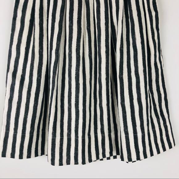 Loft cream black linen striped midi lightweight skirt 4 - Picture 3 of 8